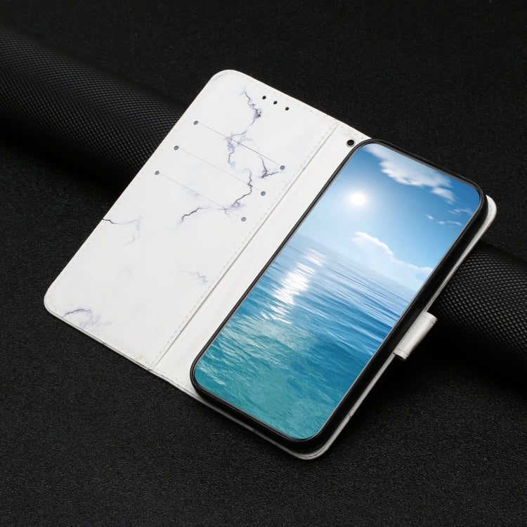 For Samsung Galaxy S25+ 5G Colored Drawing Marble Pattern Leather Phone Case(White Marble)