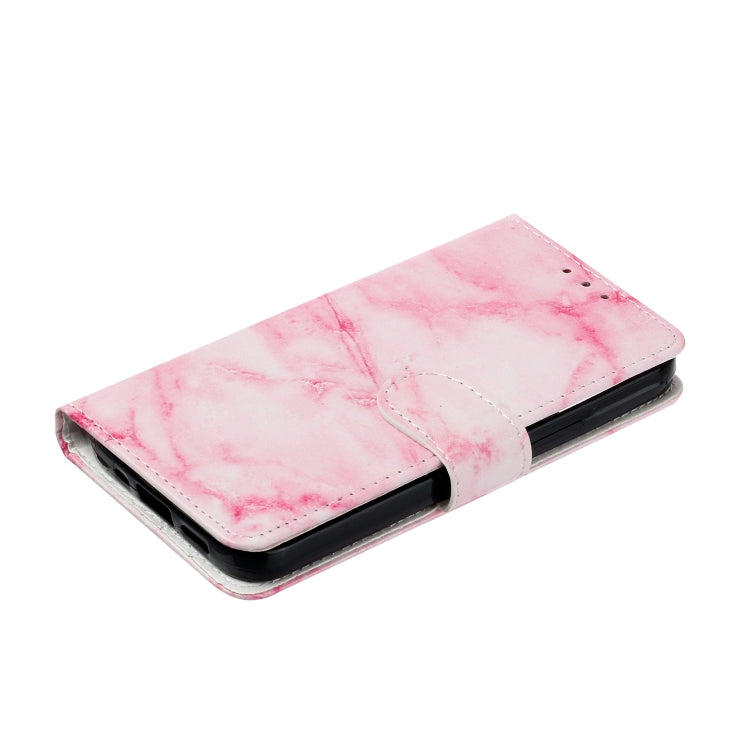 For Samsung Galaxy S25+ 5G Colored Drawing Marble Pattern Leather Phone Case(Pink Marble)
