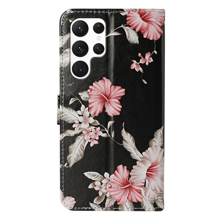 For Samsung Galaxy S25 Ultra 5G Colored Drawing Marble Pattern Leather Phone Case(Azalea)