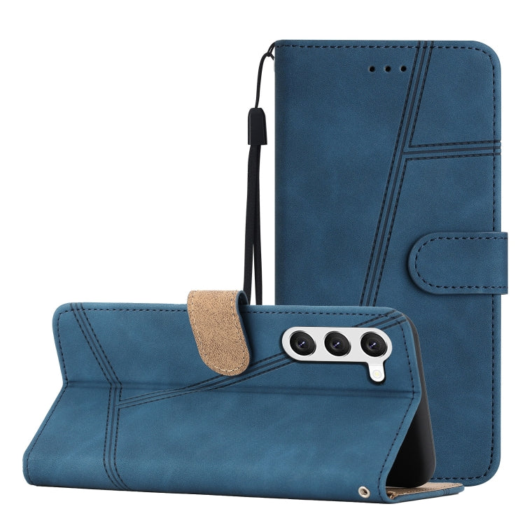For Samsung Galaxy S25+ 5G Skin-feel Stitching Leather Phone Case(Blue)