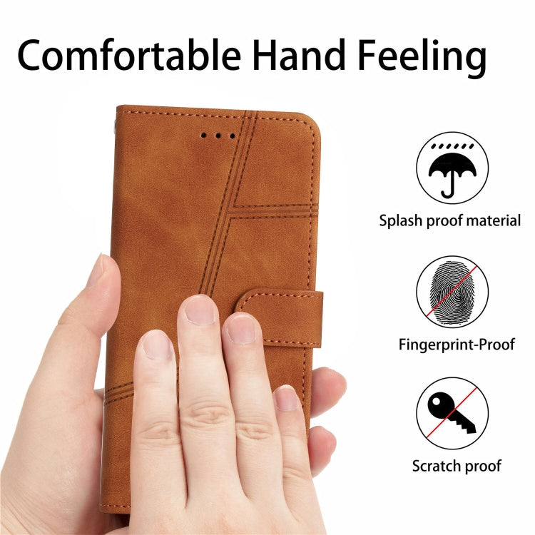 For Samsung Galaxy S25+ 5G Skin-feel Stitching Leather Phone Case(Brown)