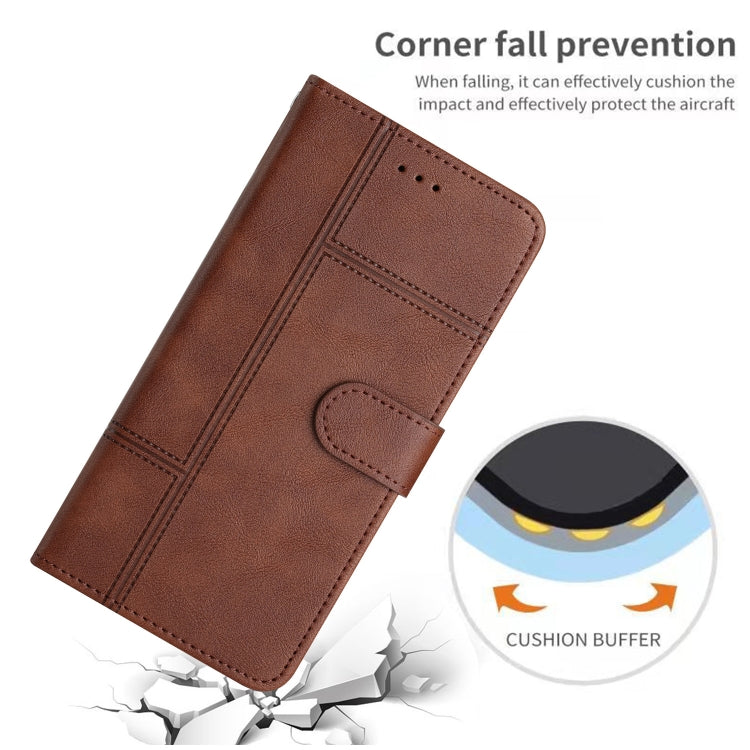 For Samsung Galaxy S25 5G Cowhide Texture Stitching Leather Phone Case(Coffee)