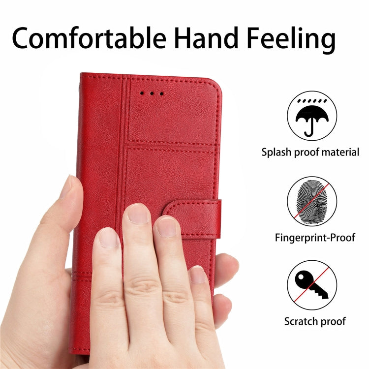 For Samsung Galaxy S25 5G Cowhide Texture Stitching Leather Phone Case(Red)