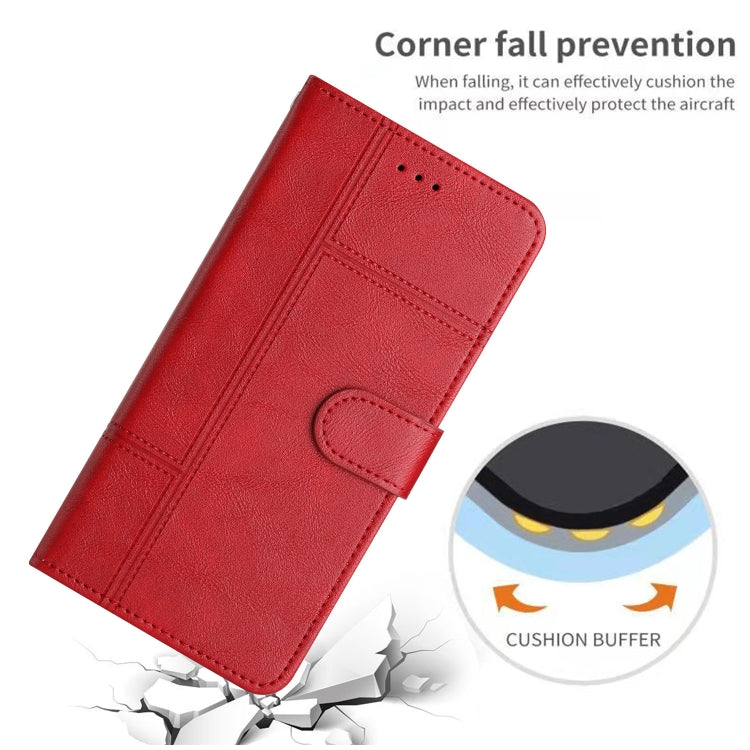 For Samsung Galaxy S25 5G Cowhide Texture Stitching Leather Phone Case(Red)