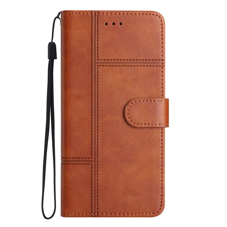 For Samsung Galaxy S25 5G Cowhide Texture Stitching Leather Phone Case(Brown)