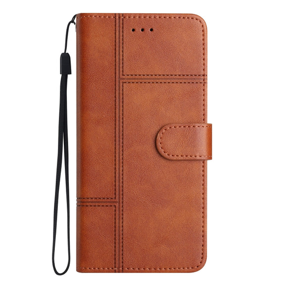 For Samsung Galaxy S25 5G Cowhide Texture Stitching Leather Phone Case(Brown)