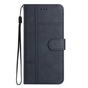 For Samsung Galaxy S25+ 5G Cowhide Texture Stitching Leather Phone Case(Dark Blue)