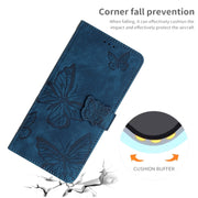 For Samsung Galaxy S25 5G Skin-feel Embossed Butterfly Leather Phone Case(Blue)