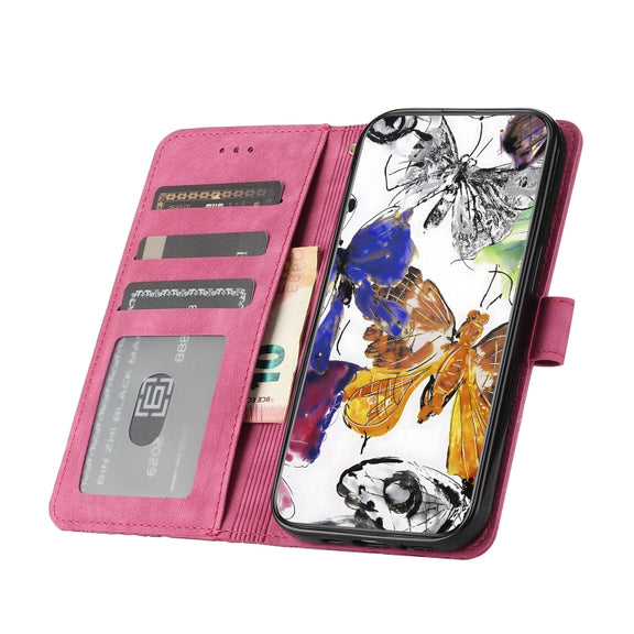 For Samsung Galaxy S25 Ultra 5G Skin-feel Embossed Butterfly Leather Phone Case(Rose Red)