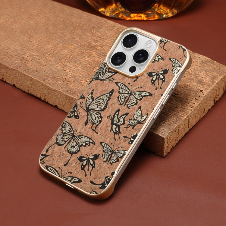 For iPhone 16 Pro Max Denior A18 WoodenPaint MagSafe Phone Case(Butterflies)