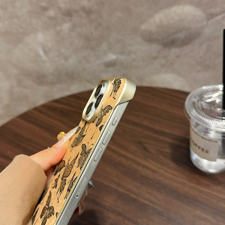 For iPhone 16 Pro Max Denior A18 WoodenPaint MagSafe Phone Case(Butterflies)