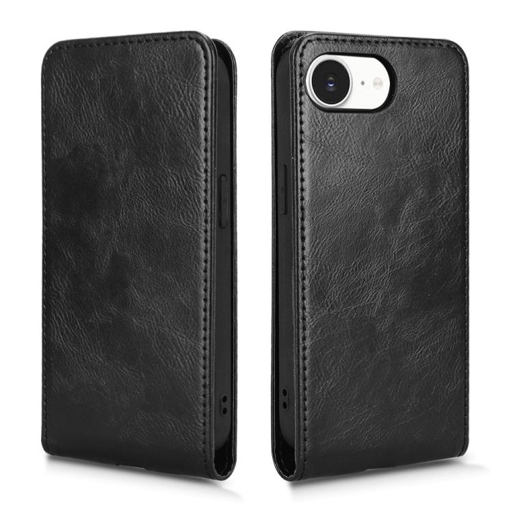 For iPhone 16e Magnetic Vertical Flip Leather Phone Case(Black)