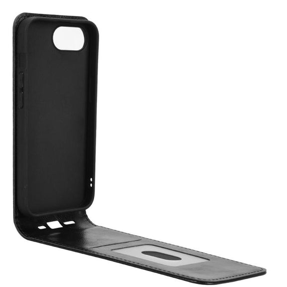 For iPhone 16e Magnetic Vertical Flip Leather Phone Case(Black)