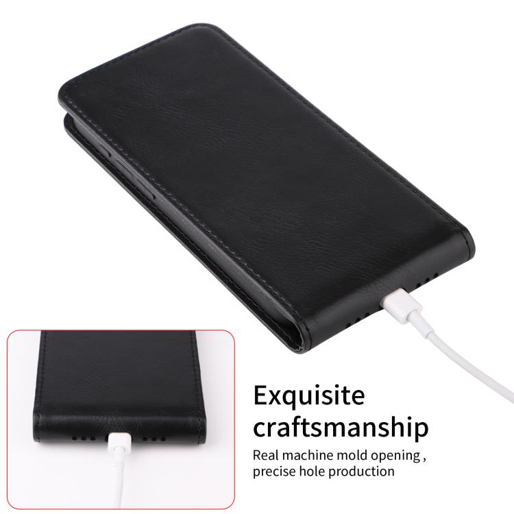 For iPhone 16e Magnetic Vertical Flip Leather Phone Case(Black)