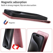 For iPhone 16e Magnetic Vertical Flip Leather Phone Case(Rose Gold)