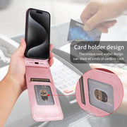 For iPhone 16e Magnetic Vertical Flip Leather Phone Case(Rose Gold)
