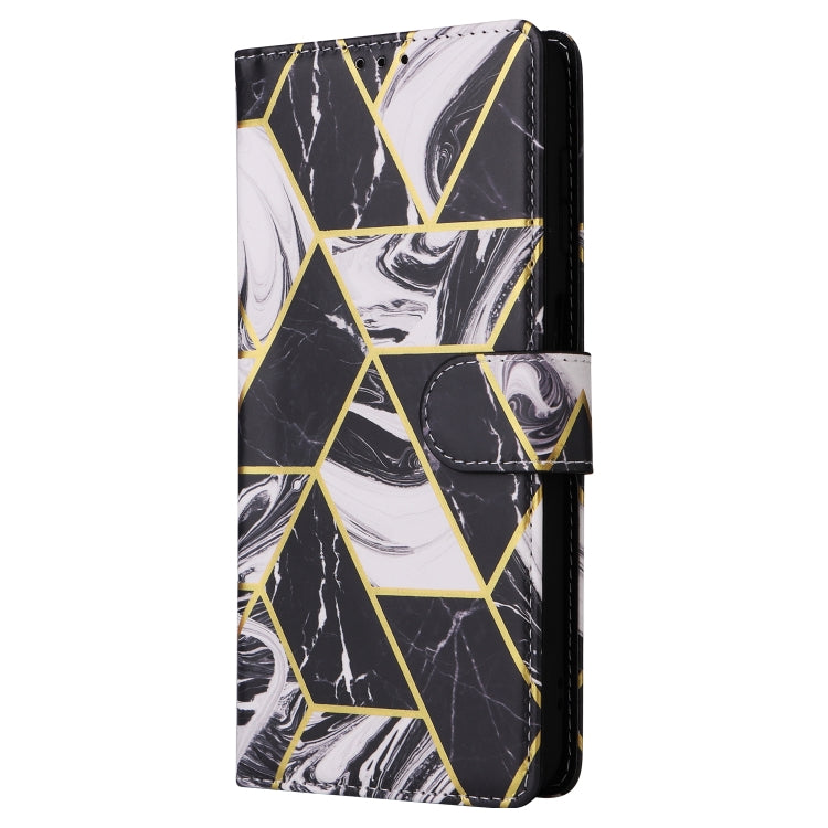 For Samsung Galaxy S25 5G Marble Bronzing Stitching Leather Phone Case(Black)