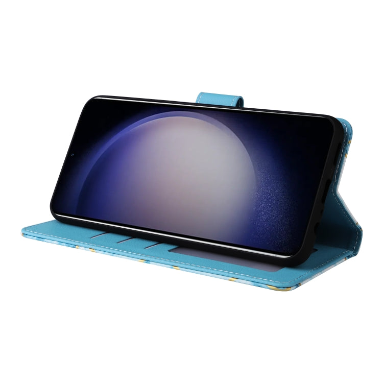 For Samsung Galaxy S25 5G Marble Bronzing Stitching Leather Phone Case(Blue)