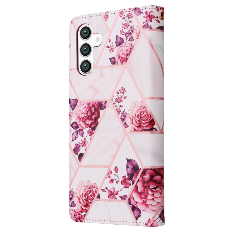 For Samsung Galaxy S25 5G Marble Bronzing Stitching Leather Phone Case(Rose Gold)