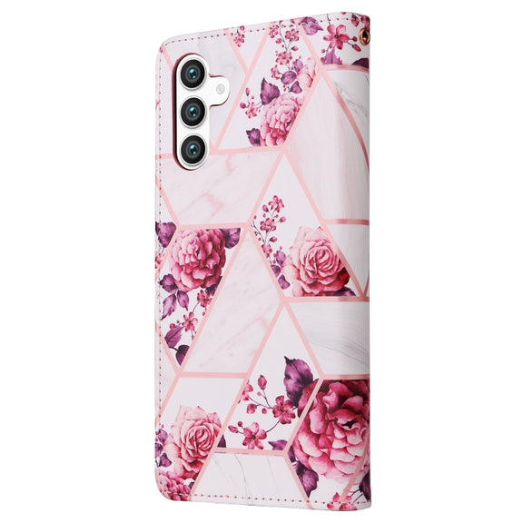 For Samsung Galaxy S25 5G Marble Bronzing Stitching Leather Phone Case(Rose Gold)