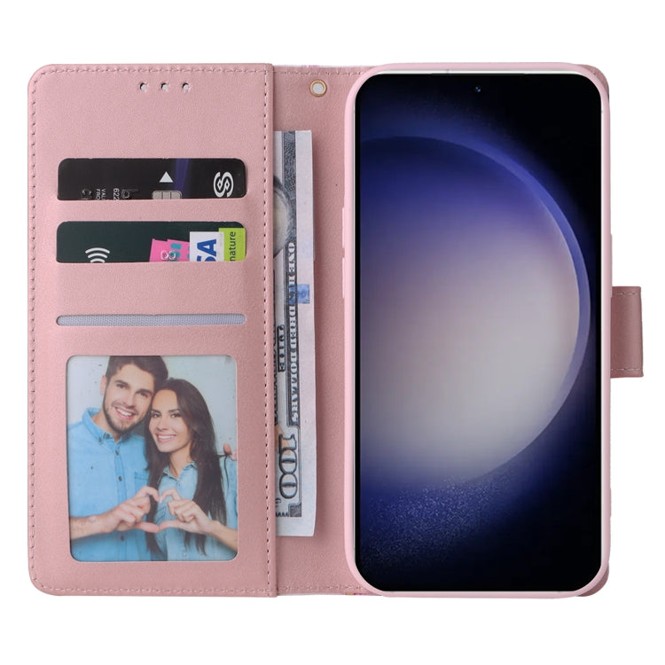 For Samsung Galaxy S25 5G Marble Bronzing Stitching Leather Phone Case(Rose Gold)