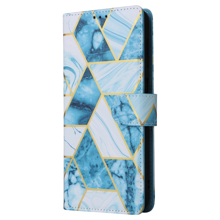 For Samsung Galaxy S25+ 5G Marble Bronzing Stitching Leather Phone Case(Blue)