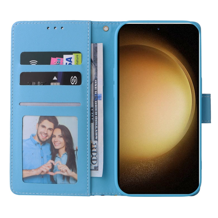 For Samsung Galaxy S25+ 5G Marble Bronzing Stitching Leather Phone Case(Blue)