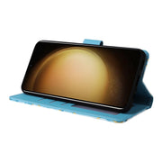 For Samsung Galaxy S25+ 5G Marble Bronzing Stitching Leather Phone Case(Blue)