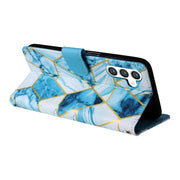 For Samsung Galaxy S25+ 5G Marble Bronzing Stitching Leather Phone Case(Blue)