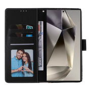 For Samsung Galaxy S25 Ultra 5G Marble Bronzing Stitching Leather Phone Case(Black)