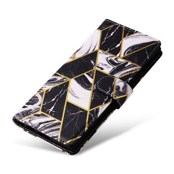 For Samsung Galaxy S25 Ultra 5G Marble Bronzing Stitching Leather Phone Case(Black)