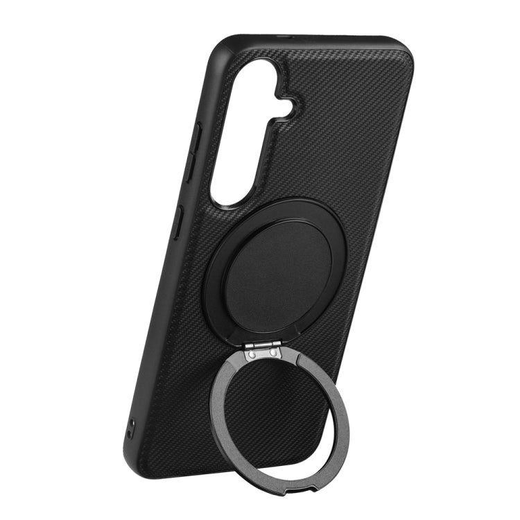 For Samsung Galaxy S25 5G ViLi TCY Series Kevlar Leather Texture Rotating Holder Phone Case(Black)