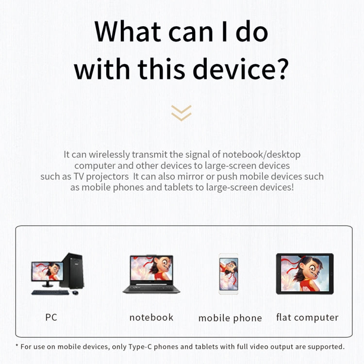 Q29+R39 1080P Type-C Wireless Screen Adapter(Black)
