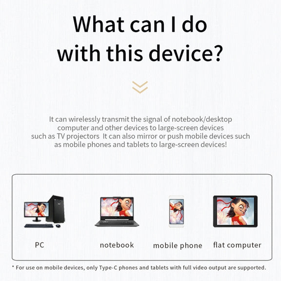 Q29+R39 1080P Type-C Wireless Screen Adapter(Black)