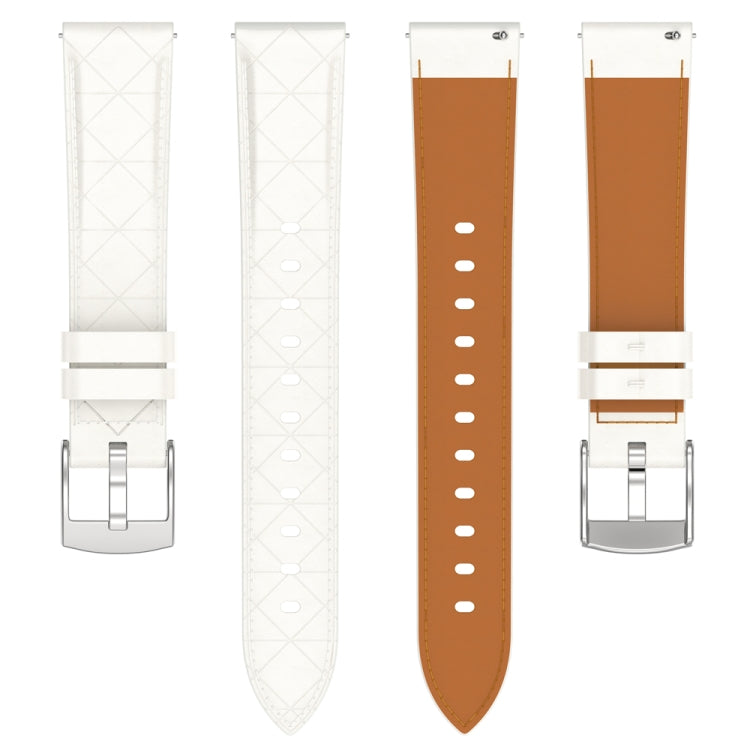 18mm Square Leather Silver Buckle Watch Band(White)