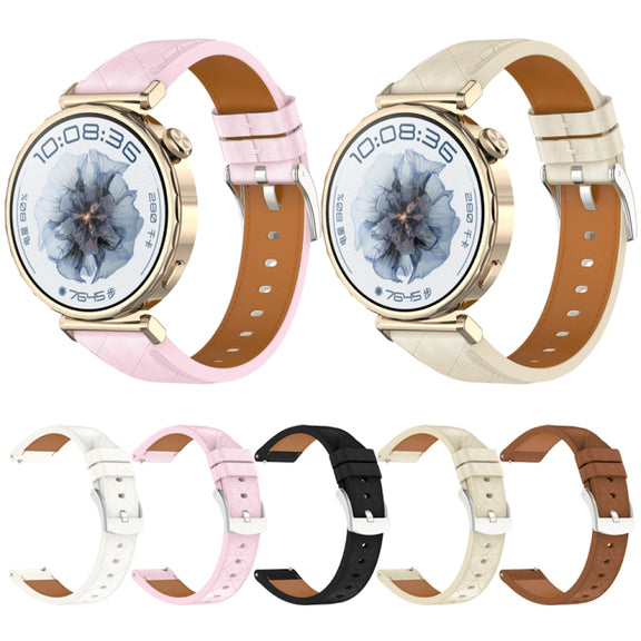 18mm Square Leather Silver Buckle Watch Band(Apricot)
