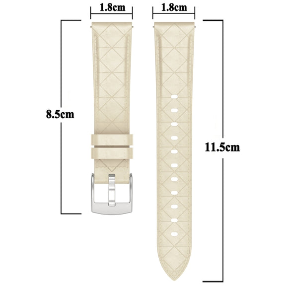 18mm Square Leather Silver Buckle Watch Band(Black)
