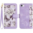 For iPhone 16e Floral Pattern Leather Phone Case with Lanyard(Light Purple) - iPhone 16e Cases by PMC TechLife | Online Shopping South Africa | PMC TechLife | Buy Now Pay Later Mobicred