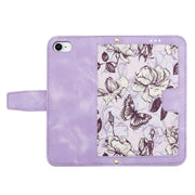 For iPhone 16e Floral Pattern Leather Phone Case with Lanyard(Light Purple)