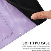 For iPhone 16e Floral Pattern Leather Phone Case with Lanyard(Light Purple)