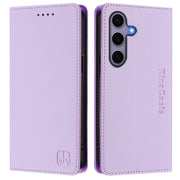 For Samsung Galaxy S24+ / S25+ 5G RC01 Dual-Folded Magnetic Suction RFID Leather Phone Case(Light Purple)
