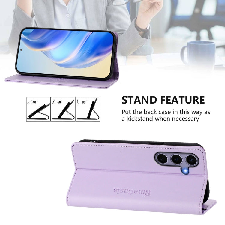 For Samsung Galaxy S24+ / S25+ 5G RC01 Dual-Folded Magnetic Suction RFID Leather Phone Case(Light Purple)