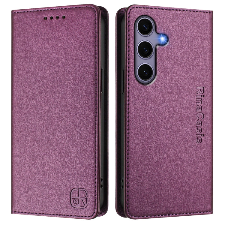 For Samsung Galaxy S24+ / S25+ 5G RC01 Dual-Folded Magnetic Suction RFID Leather Phone Case(Violet)