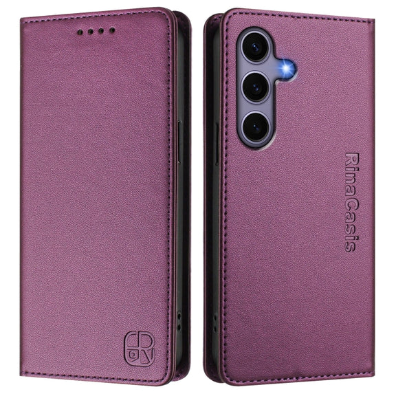For Samsung Galaxy S24+ / S25+ 5G RC01 Dual-Folded Magnetic Suction RFID Leather Phone Case(Violet)