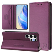 For Samsung Galaxy S25 Ultra 5G RC01 Dual-Folded Magnetic Suction RFID Leather Phone Case(Violet)