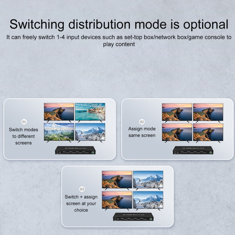 Measy MT4322 4K 30Hz 2 In 2 Out HDMI Matrix Switch Support Seamless Switching, US Plug(Black)