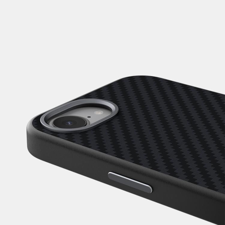 For iPhone 16e ABEEL C Carbon Fiber Series 6D Micro Relief MagSafe Phone Case(Black Blue)
