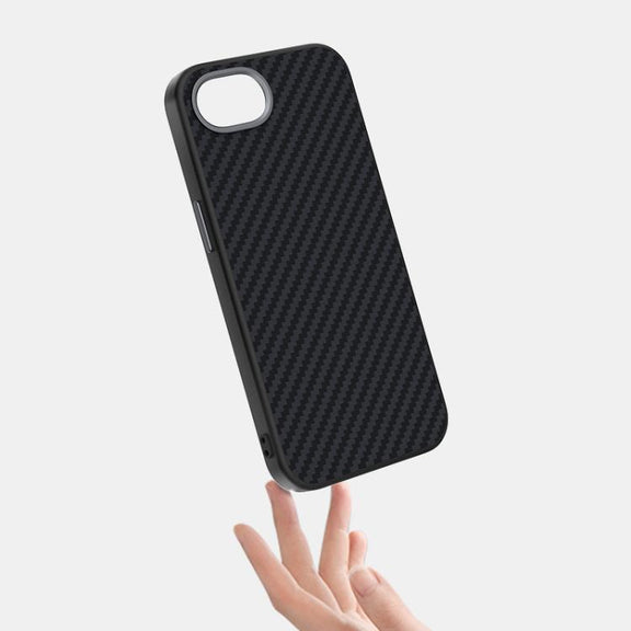 For iPhone 16e ABEEL C Carbon Fiber Series 6D Micro Relief MagSafe Phone Case(Black Blue)