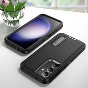 For Samsung Galaxy S24 / S25 5G Rugged PC Hybrid Silicone Phone Case with Holder(Black)