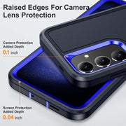 For Samsung Galaxy S24 / S25 5G Rugged PC Hybrid Silicone Phone Case with Holder(Dark Blue+Royal Blue)